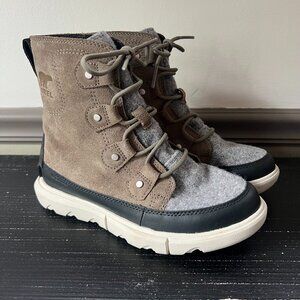 Sorel Explorer Women 6 Brown/Gray Suede Waterproof Insulated Lace Up Boots Hike